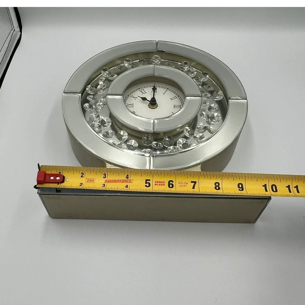 Pier 1 Mirrored Table Clock Home Decor Silver Gold Acceptable Crystal Art Deco